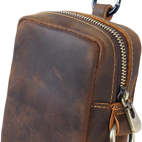 Crazy Horse Leather Coin Purse Retro Zipper Wallet Genuine Leather Coin Pouch fo